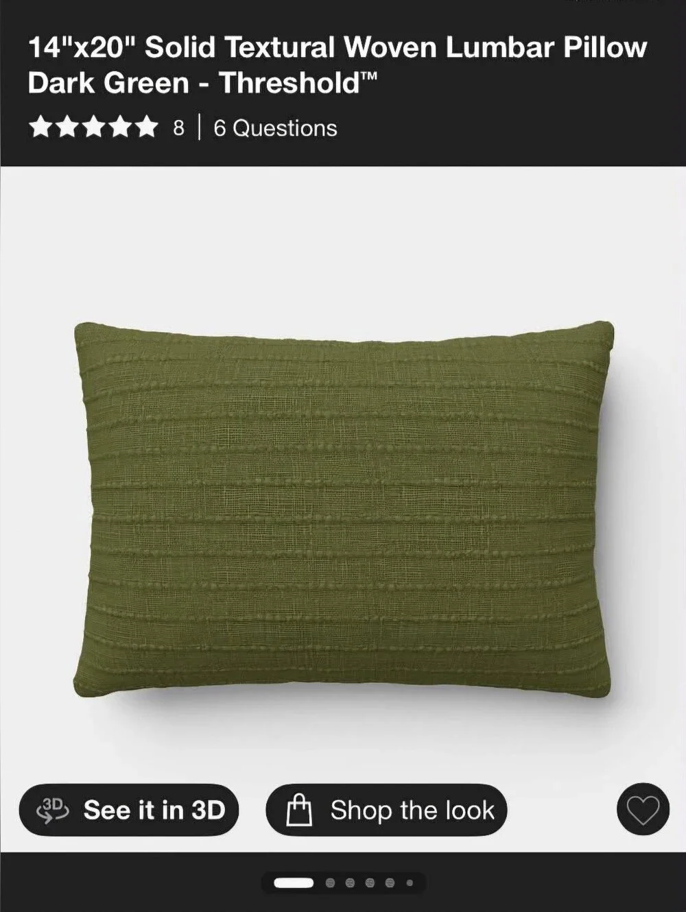 Threshold Olive Green Textural Woven Lumbar Pillow